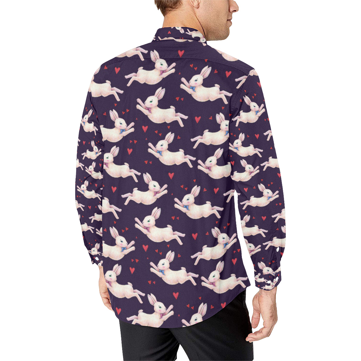 Rabbit Pattern Print Design RB016 Men's Long Sleeve Shirt