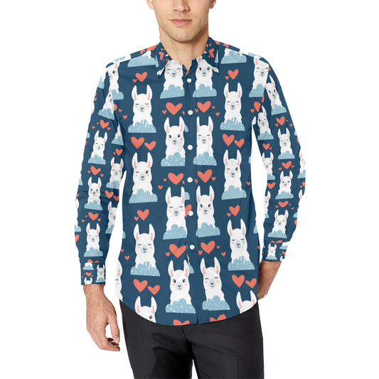 Alpaca Love Pattern Print Design 05 Men's Long Sleeve Shirt