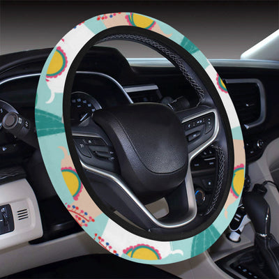 Llama Cactus Pattern Print Design 08 Steering Wheel Cover with Elastic Edge