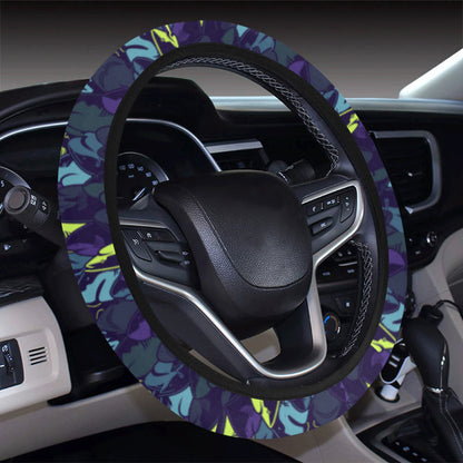 Shark Neon color Print Steering Wheel Cover with Elastic Edge