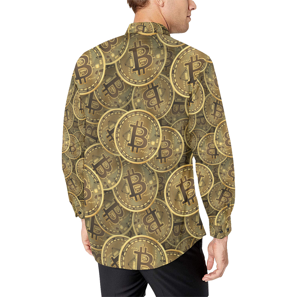 Bitcoin Pattern Print Design DO01 Men's Long Sleeve Shirt
