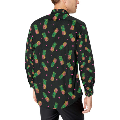 Neon Pineapple Pattern Print Design A04 Men's Long Sleeve Shirt