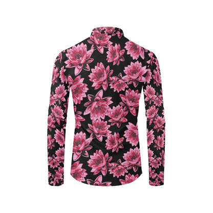 Lotus Pattern Print Design 03 Men's Long Sleeve Shirt