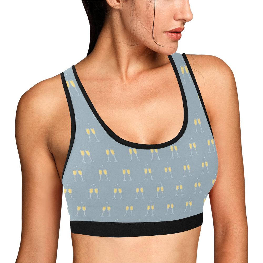 Champagne Pattern Print Design 03 Sports Bra