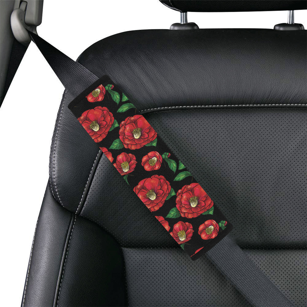Camellia Pattern Print Design CM07 Car Seat Belt Cover