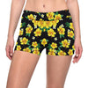 Yellow Hibiscus Pattern Print Design HB08 Yoga Shorts