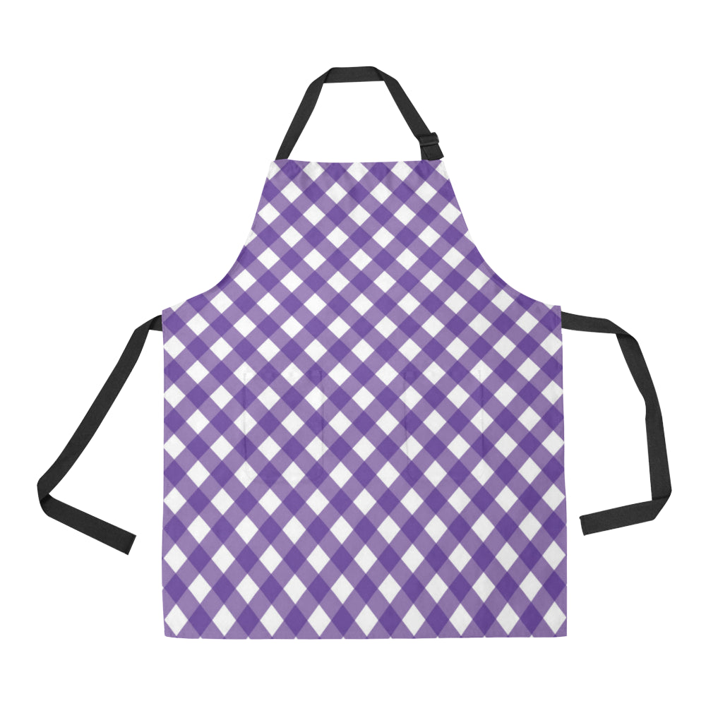 Gingham Purple Pattern Print Design 03 Apron with Pocket