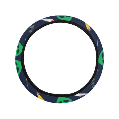 Alien UFO Pattern Print Design 05 Steering Wheel Cover with Elastic Edge