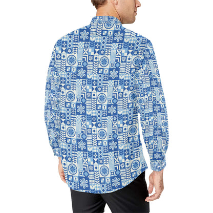 Swedish Print Pattern Men's Long Sleeve Shirt