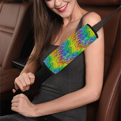 Rainbow Fur Design Print Car Seat Belt Cover