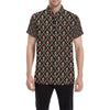 Skull Roses Bone Design Themed Print Men's Short Sleeve Button Up Shirt