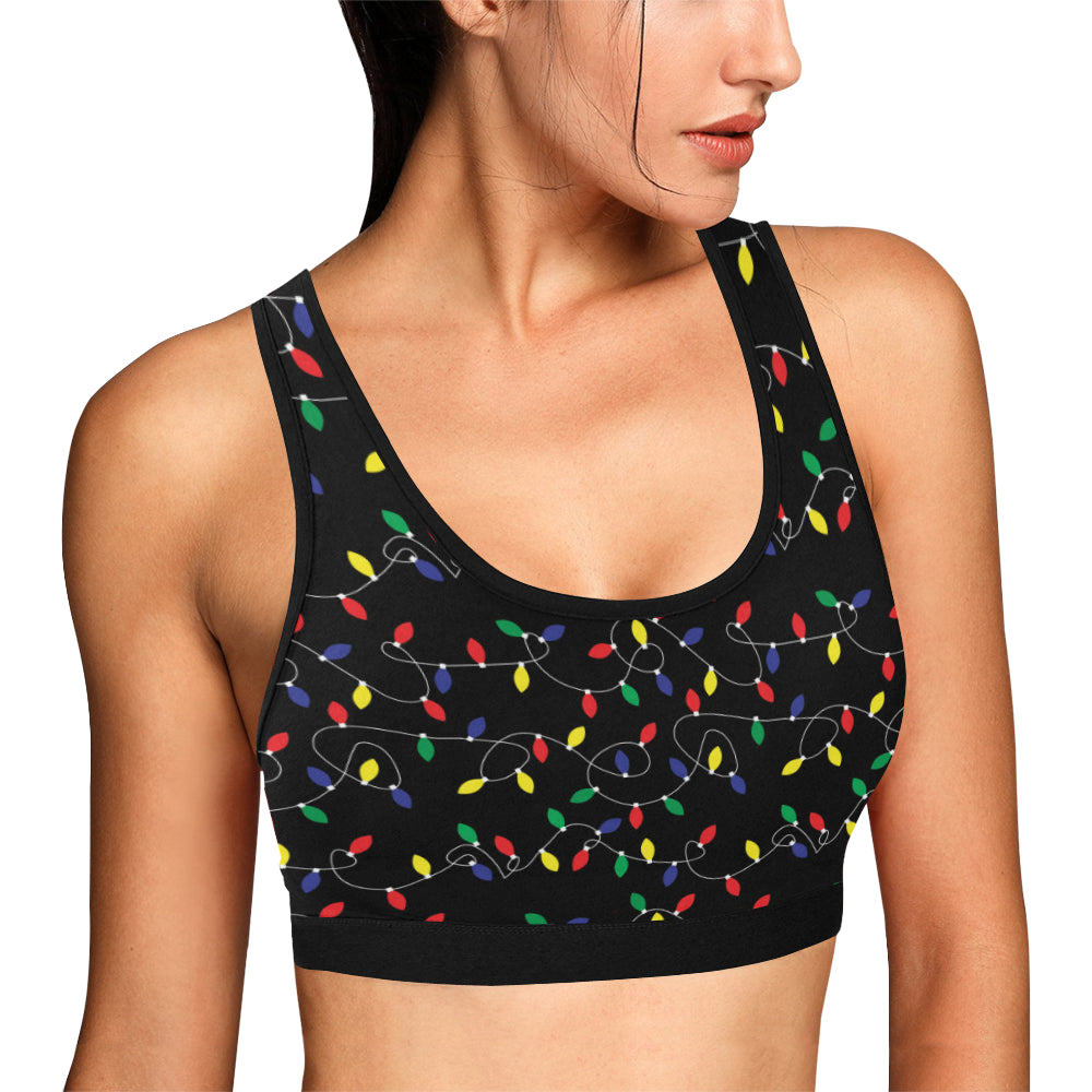 Christmas Light Pattern Print Design 04 Sports Bra