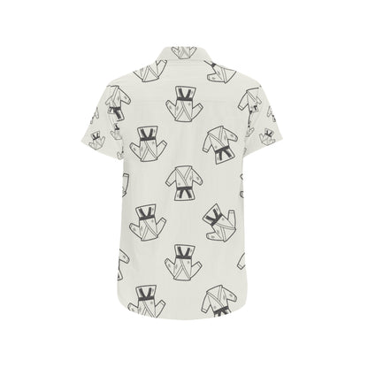 Karate Pattern Print Design 01 Men's Short Sleeve Button Up Shirt