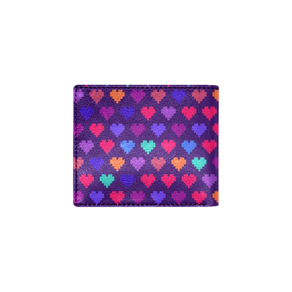 Heart Pixel Pattern Print Design HE03 Men's ID Card Wallet