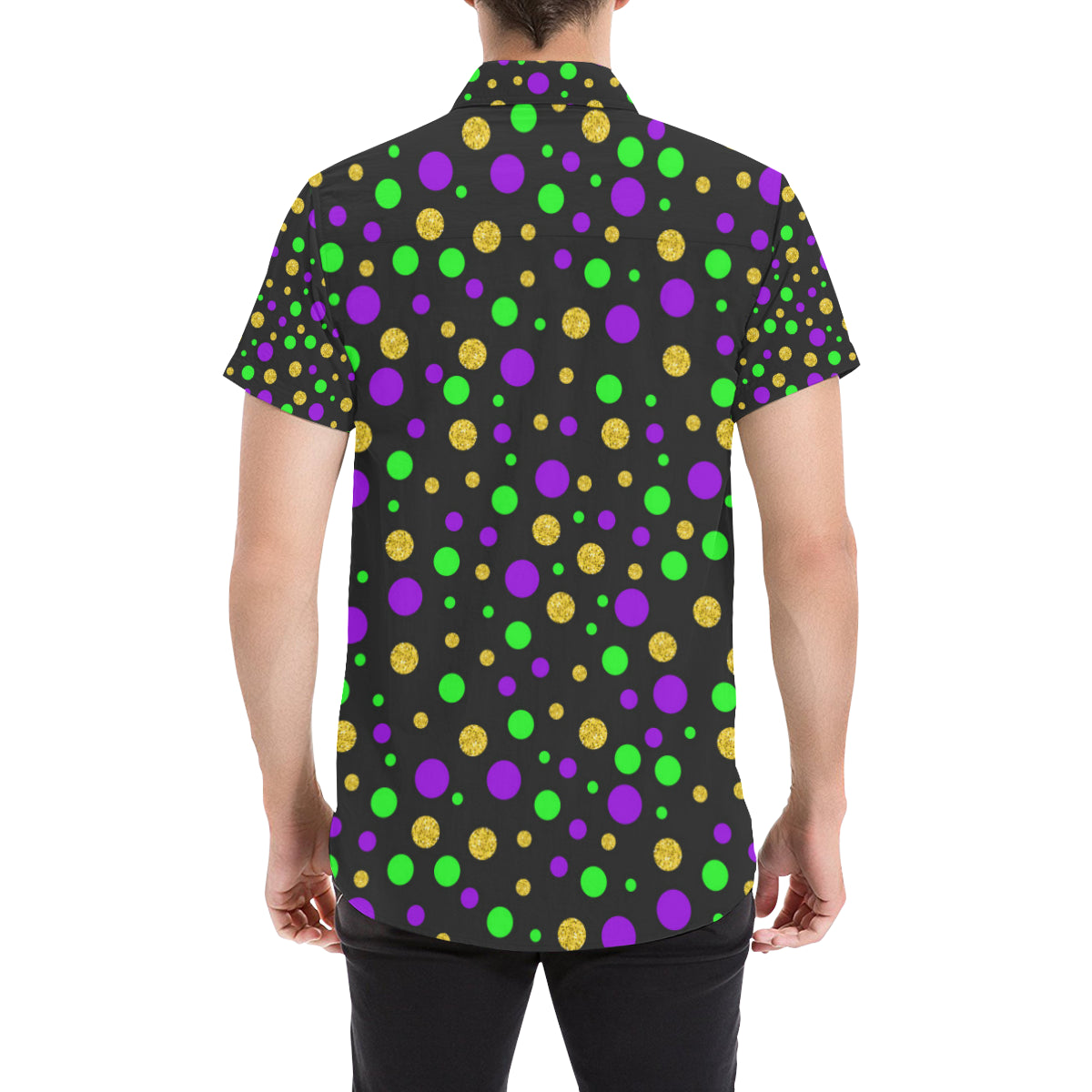 Mardi Gras Pattern Print Design 07 Men's Short Sleeve Button Up Shirt