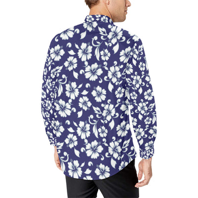 Hibiscus Pattern Print Design HB010 Men's Long Sleeve Shirt