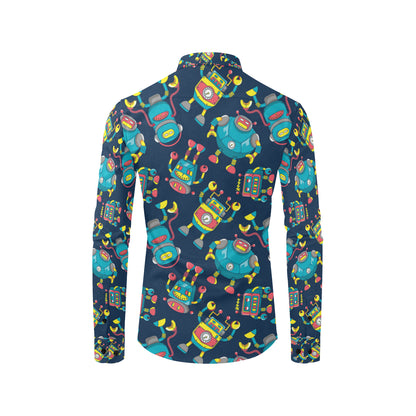 Robot Pattern Print Design A05 Men's Long Sleeve Shirt
