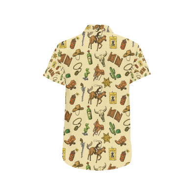 Cowboy Pattern Print Design 04 Men's Short Sleeve Button Up Shirt