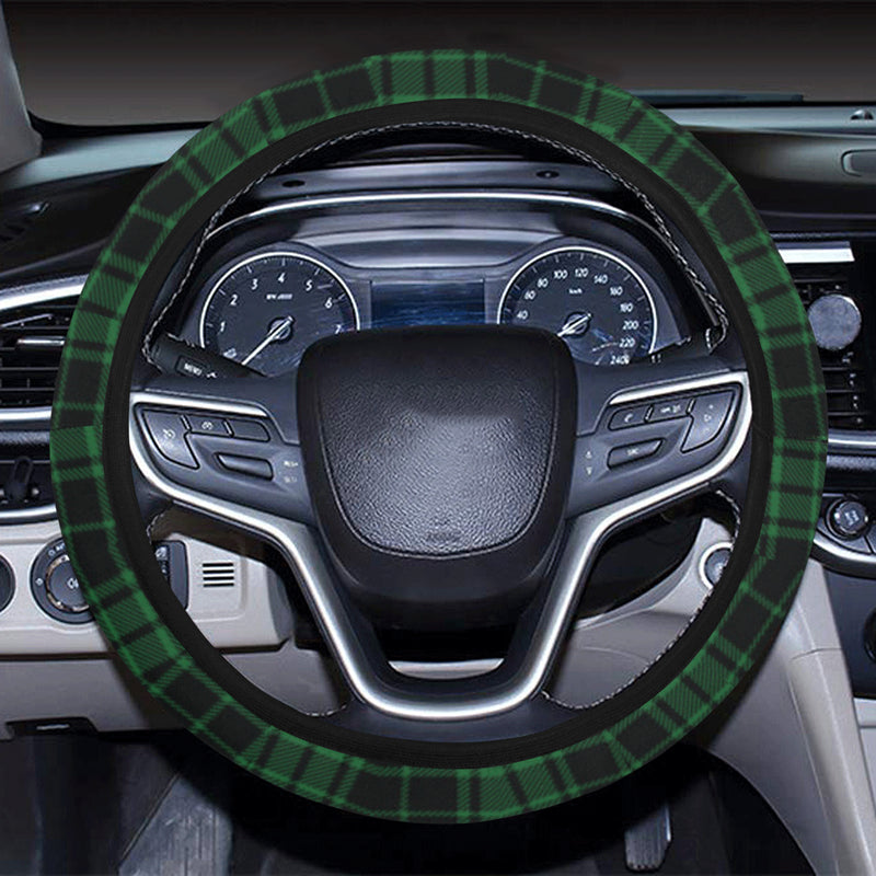 Green Tartan Plaid Pattern Steering Wheel Cover with Elastic Edge