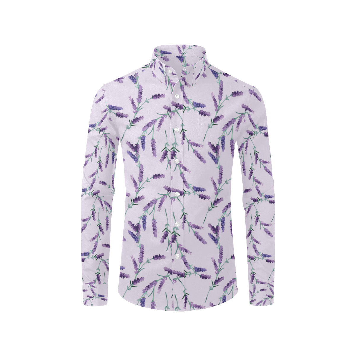 Lavender Pattern Print Design 02 Men's Long Sleeve Shirt