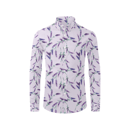 Lavender Pattern Print Design 02 Men's Long Sleeve Shirt