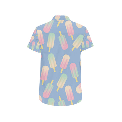 Ice Cream Pattern Print Design 05 Men's Short Sleeve Button Up Shirt