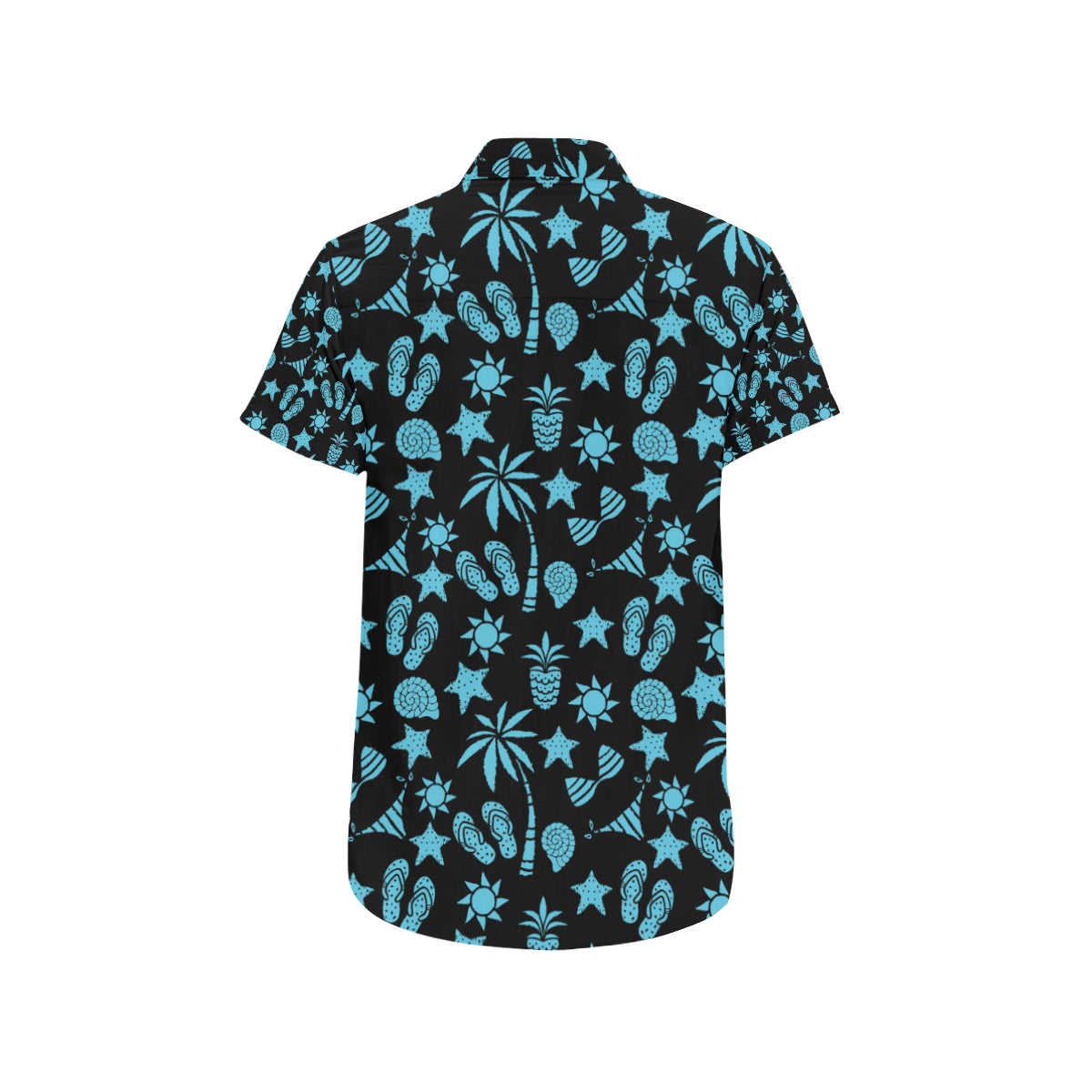 Beach Scene Pattern Print Design 03 Men's Short Sleeve Button Up Shirt