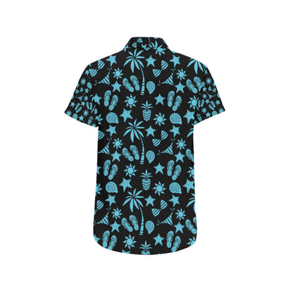 Beach Scene Pattern Print Design 03 Men's Short Sleeve Button Up Shirt