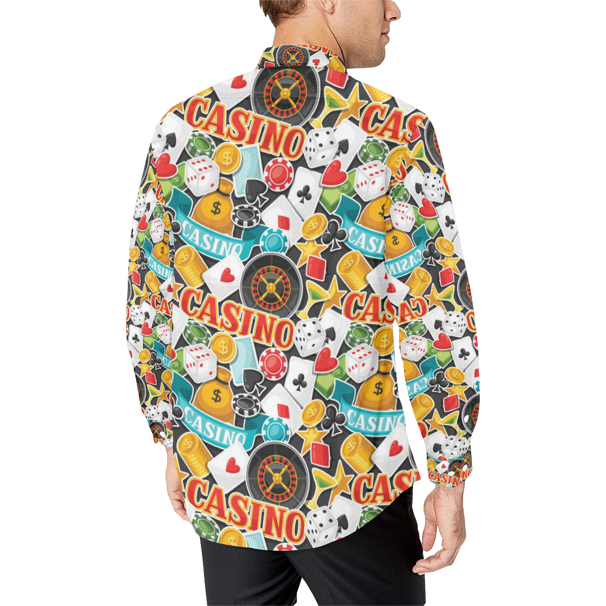 Casino Pattern Print Design 03 Men's Long Sleeve Shirt