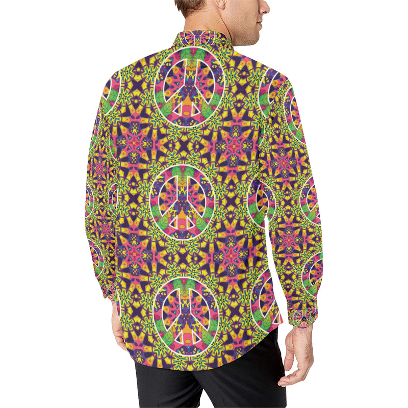 Peace Sign Pattern Print Design A04 Men's Long Sleeve Shirt