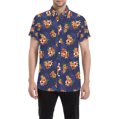 Hawaiian Themed Pattern Print Design H02 Men's Short Sleeve Button Up Shirt