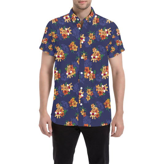 Hawaiian Themed Pattern Print Design H02 Men's Short Sleeve Button Up Shirt