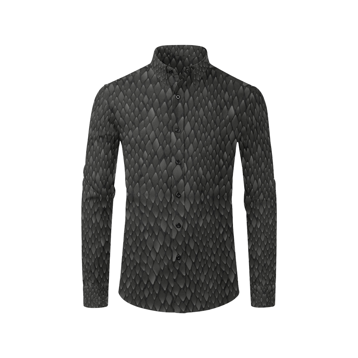 Snake Skin Black Print Men's Long Sleeve Shirt