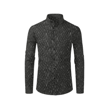 Snake Skin Black Print Men's Long Sleeve Shirt