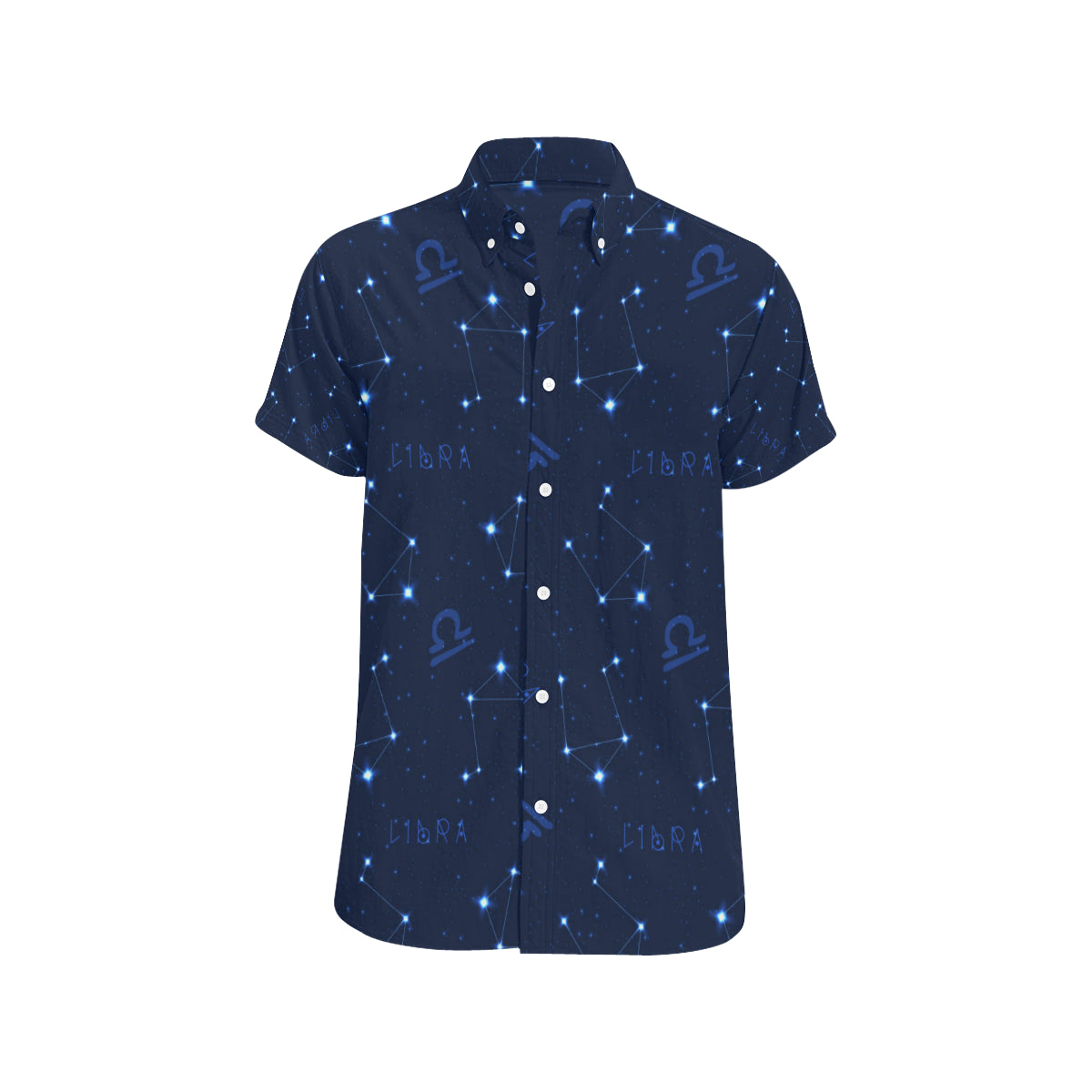 Libra Pattern Print Design 04 Men's Short Sleeve Button Up Shirt