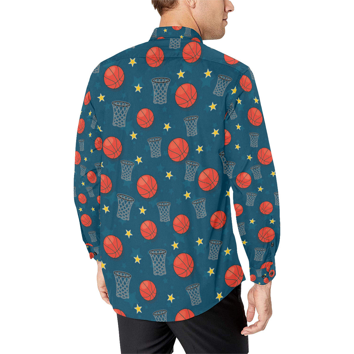 Basketball Classic Print Pattern Men's Long Sleeve Shirt