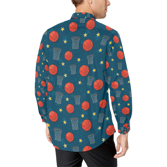 Basketball Classic Print Pattern Men's Long Sleeve Shirt