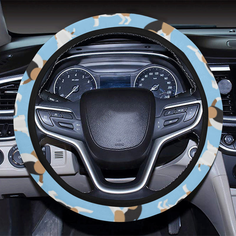 Beagle Pattern Print Design 03 Steering Wheel Cover with Elastic Edge