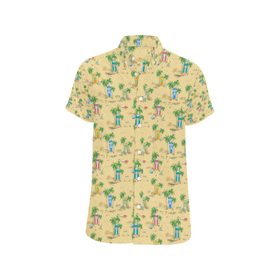 Beach Themed Pattern Print Design 01 Men's Short Sleeve Button Up Shirt