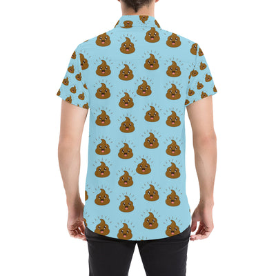 Poop Emoji Pattern Print Design A03 Men's Short Sleeve Button Up Shirt