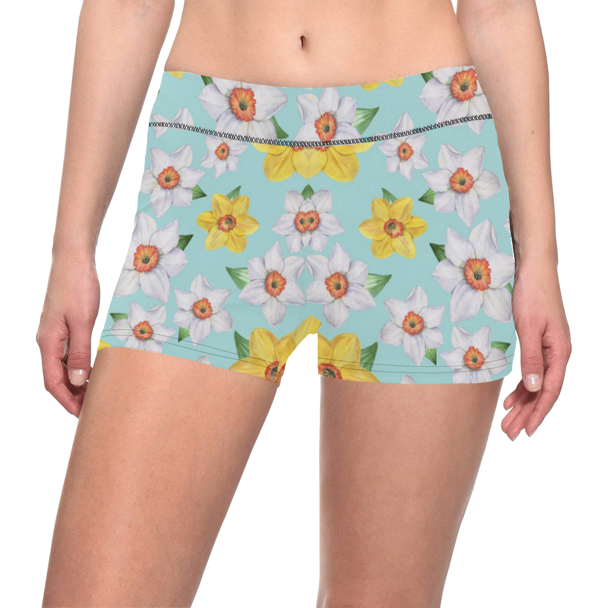 Daffodils Pattern Print Design DF07 Yoga Shorts