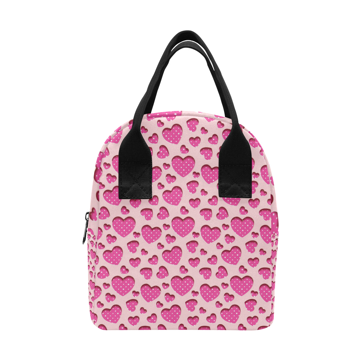 Heart Pink Pattern Print Design HE06 Insulated Lunch Bag