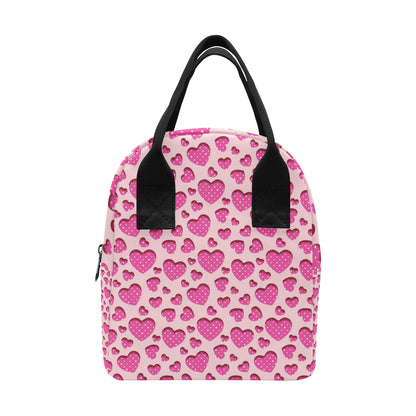 Heart Pink Pattern Print Design HE06 Insulated Lunch Bag