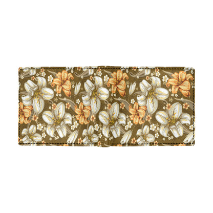 Lily Pattern Print Design 01 Men's ID Card Wallet