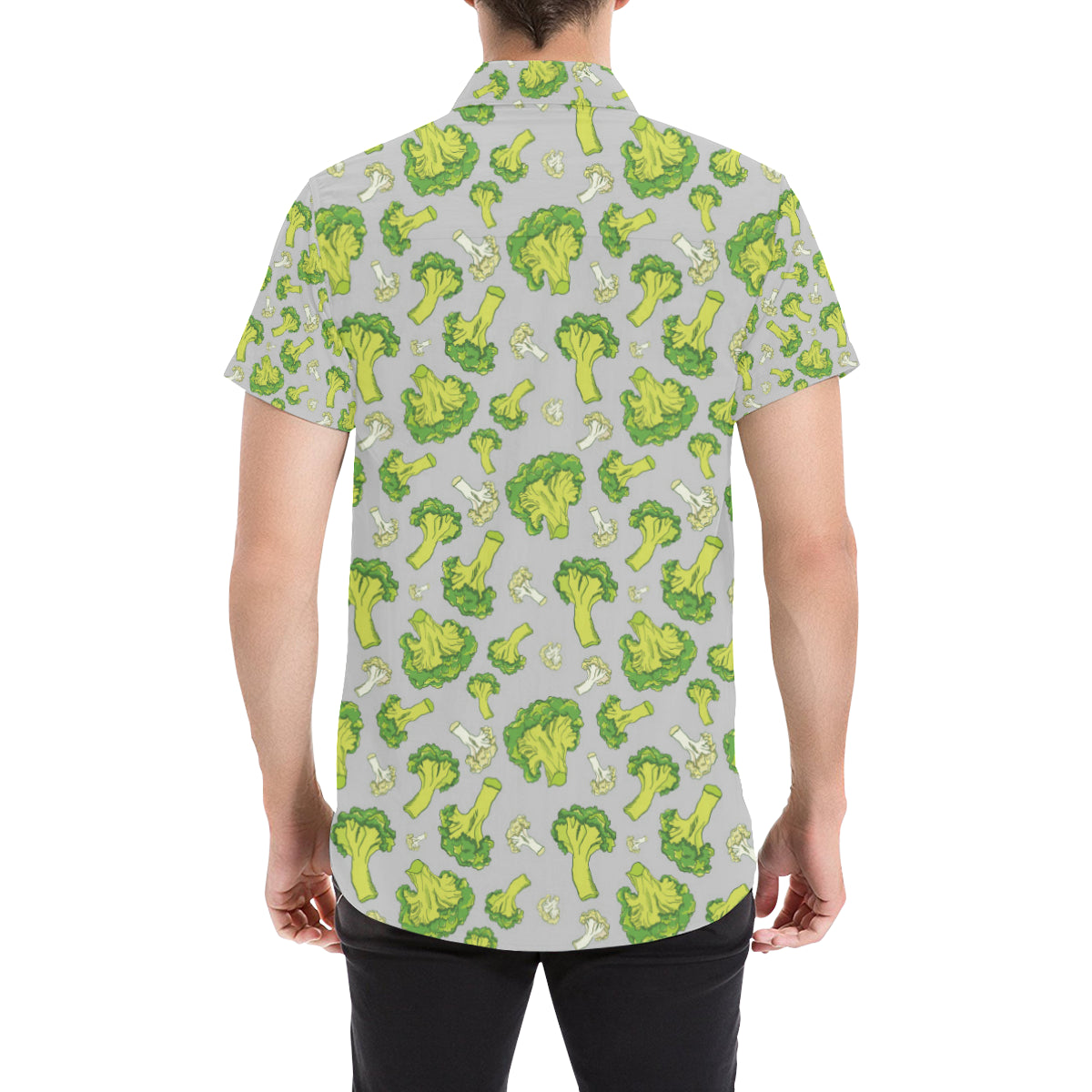 Broccoli Pattern Print Design 03 Men's Short Sleeve Button Up Shirt