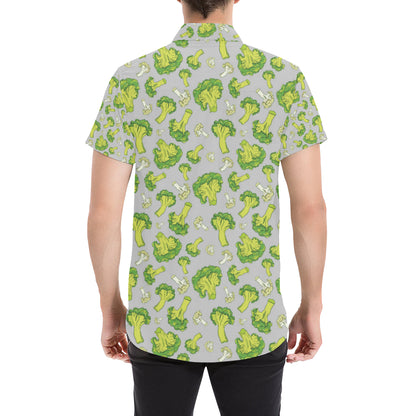 Broccoli Pattern Print Design 03 Men's Short Sleeve Button Up Shirt
