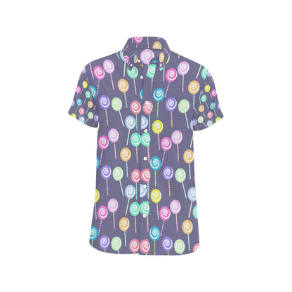 Lollipop Pattern Print Design LL03 Men's Short Sleeve Button Up Shirt