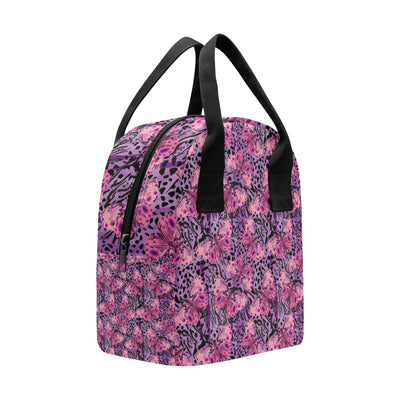Purple Butterfly Leopard Insulated Lunch Bag