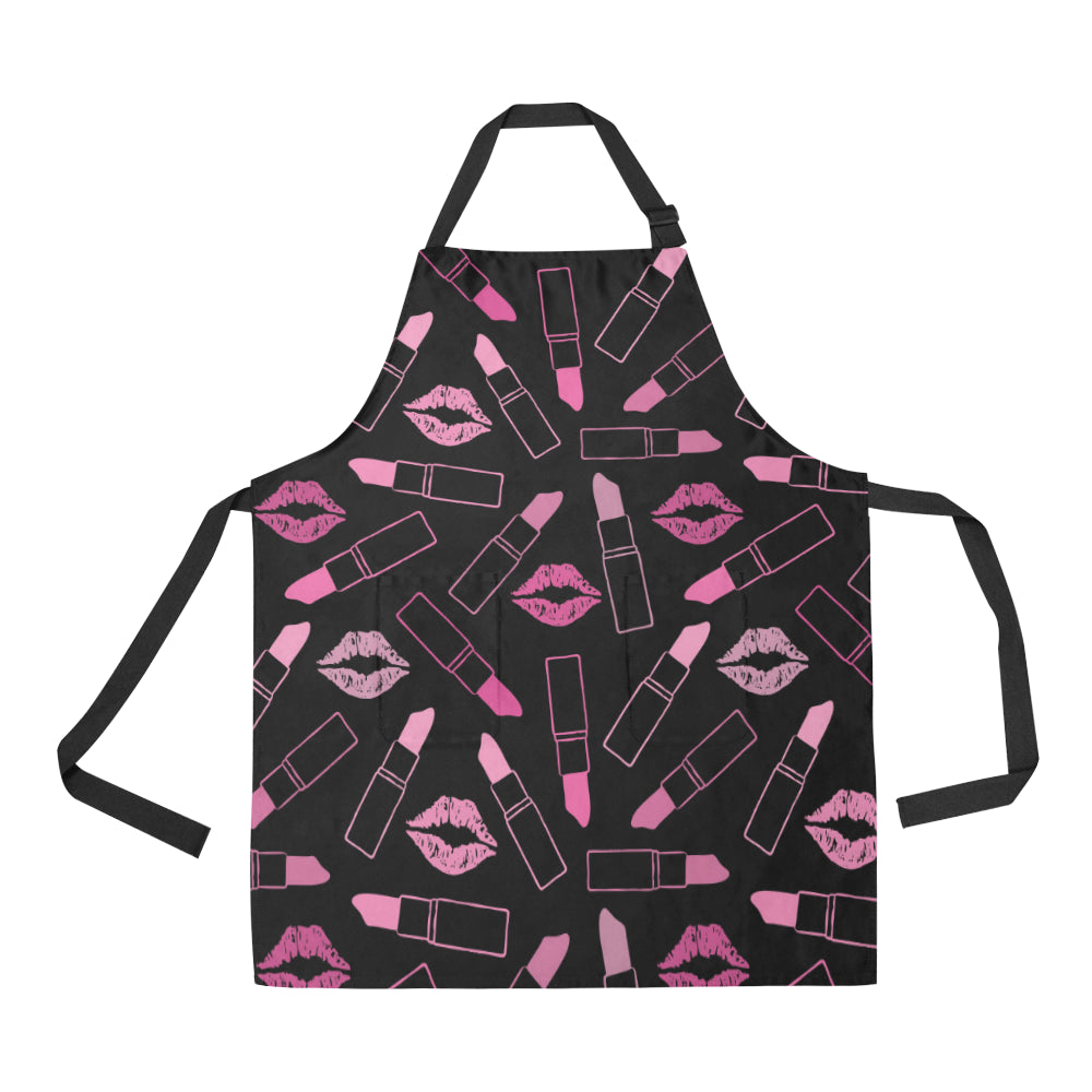 Lipstick Pink Pattern Print Design 01 Apron with Pocket