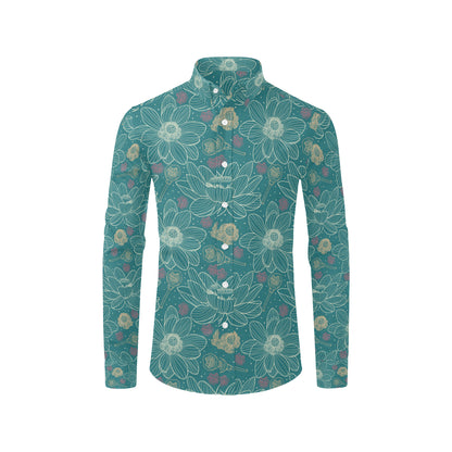 Lotus Pattern Print Design 01 Men's Long Sleeve Shirt